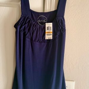 INC International Concepts Dark Blue Ruffle Top